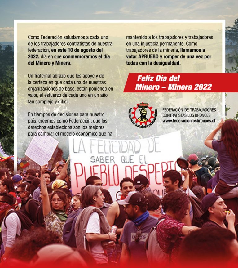 Feliz día del Minero y Minera – agosto 2022