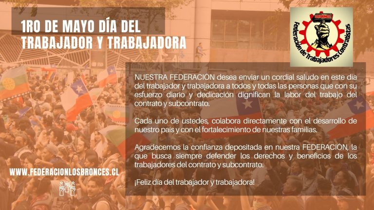 1RO DE MAYO, DÍA DEL TRABAJADOR Y TRABAJADORA